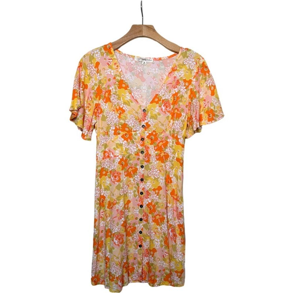 Rewind Floral Button-Front Mini Dress Size MEDIUM